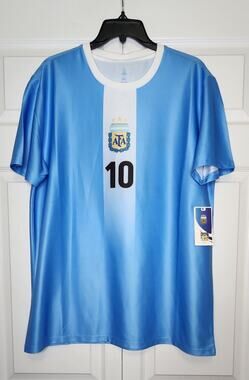 AFA Official Argentina Messi Mens Tshirt Blue Size L Short Sleeve Football New